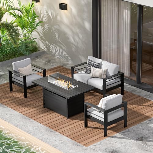 Wisteria Lane Aluminum Patio Set with 54-inch Fire Pit Table