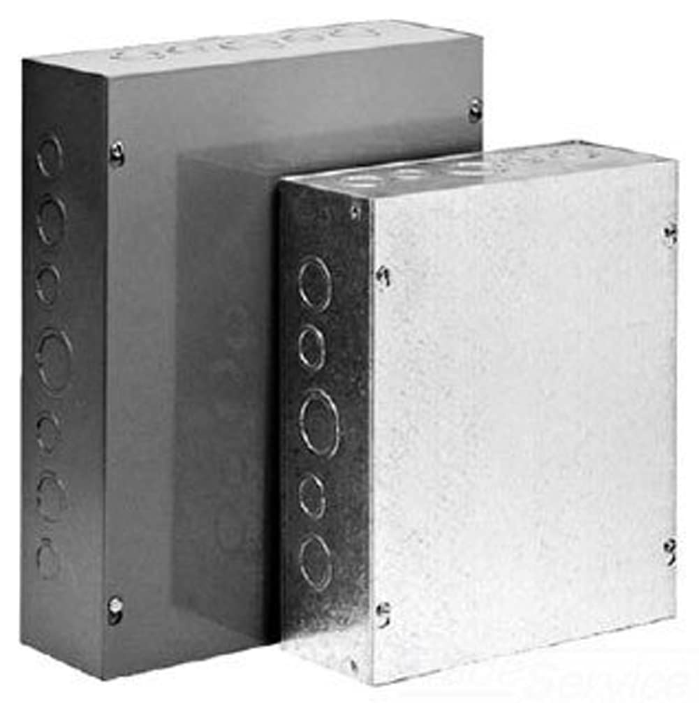 Hoffman ASE12X12X8 Pull Box, Screw Cover with Knockouts, Steel, 12" x 12" x 8", Gray