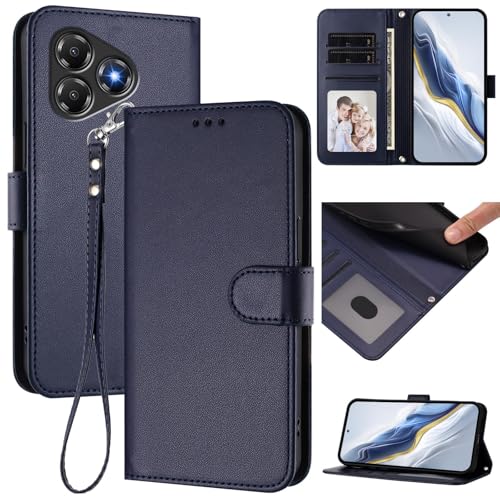 Pzwoxukhov Compatible with ZTE Blade A36 Case Cover,Compatible with ZTE Blade A36 Phone Case,Solid Color flip Shockproof Case Cover Blue