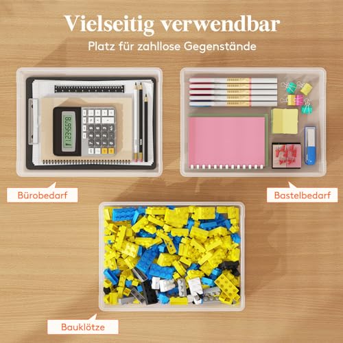 Lifewit 4 Pack 5L Aufbewahrungsbox A4 mit Deckel, Din A4 Box mit Clip-Verschlüsse, Dokumentenbox Archivbox, Storage Box für Bastelmaterial Papier Foto Künstlerbedarf Werkzeug, 32 x 23 cm/12x9, Klar