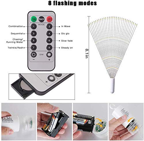 6 Pack Firework Lights Copper Wire Led Starburst Lights, Dimmable Battery Operated Hanging Lights With 8 Modes, Remote Control, Waterproof Fairy String Lights For Home, Patio, Christmas Decoration #TOP6