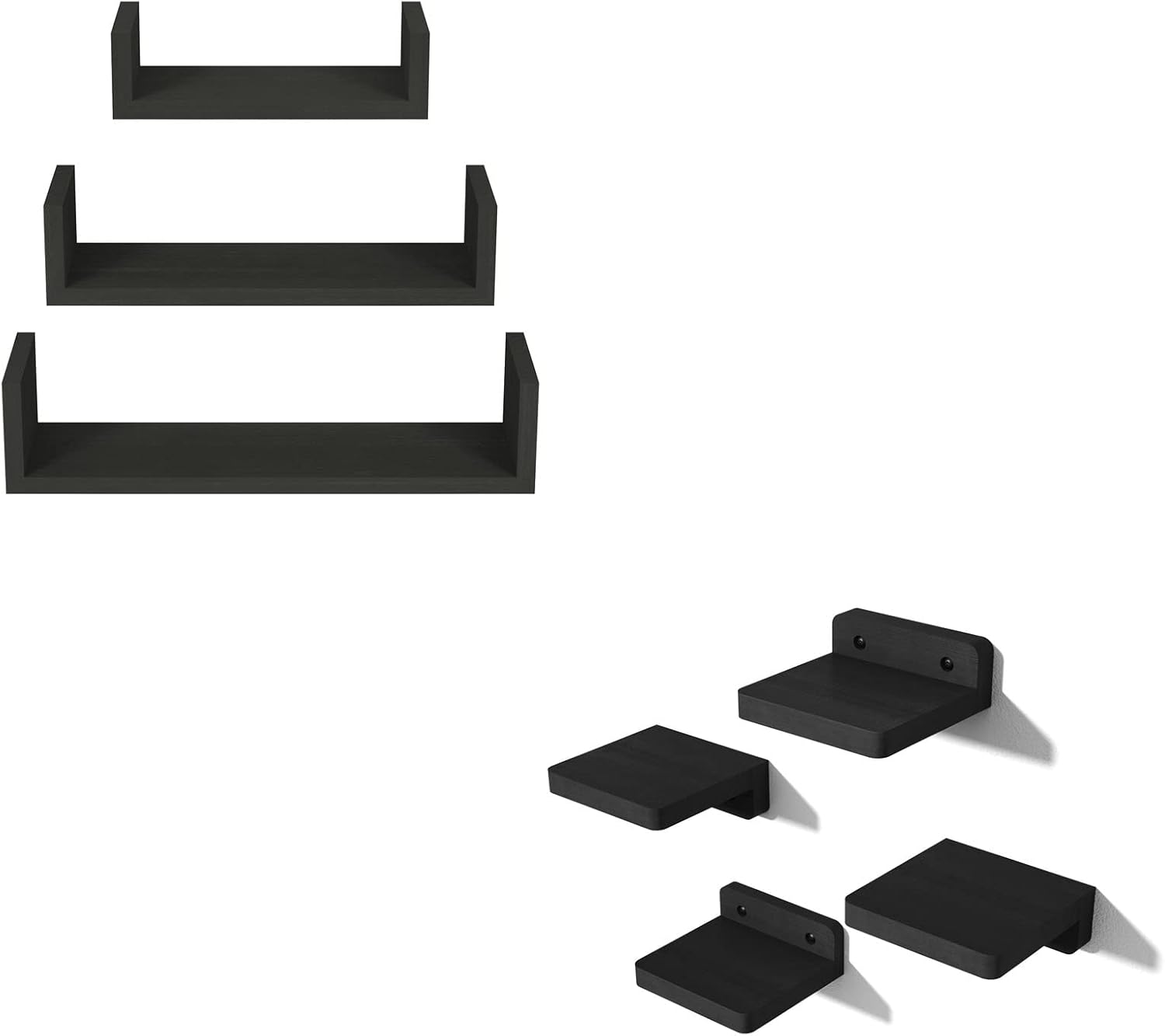 SRIWATANA U Shelves Set of 3 and Small Floating Shelves Set