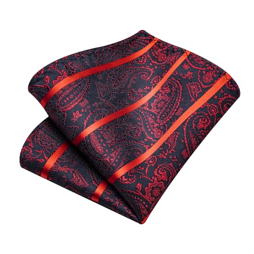 Image of DiBanGu Mens Paisley Tie Set Silk Woven Jacquard Necktie and Pocket Square Cufflinks Gift Set for Wedding Bussiness