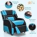 Costzon Kids Recliner, Gaming Recliner Chair w/Footrest, Headrest & Lumbar Support, Ergonomic Leather Lounge Chair for Living & Gaming Room, Adjustable Racing Style Sofa for Children Boys Girls, Blue