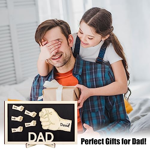 Moyel Personalized Gifts For Dad Wood Family Sign Fists Plaque Decor Dad Gifts From Daughter Son Kids Wife Dad Birthday Gift Cool Christmas Father’s Day Gifts For Daddy Father Husband #TOP6
