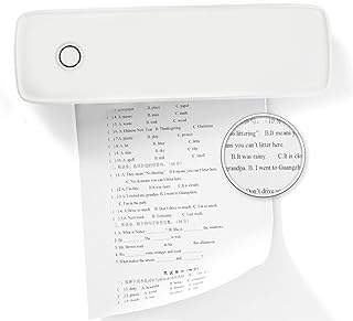Portable Printers for Travel, A4 Bluetooth Thermal Mobile Printer, Inkless Printer for Prints Documents,Tattoo Paper, Photos, Support Connection to Computer and Mobile Phone