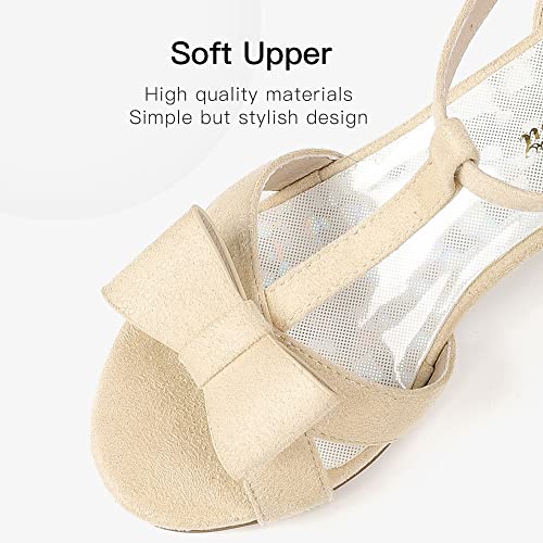 Walofou Princess High Heels Girl Nude Strappy Sandals Suede Sandals Party School Cosplay Toddler Little Girl Big Girl (Suede Nude 13) #TOP2