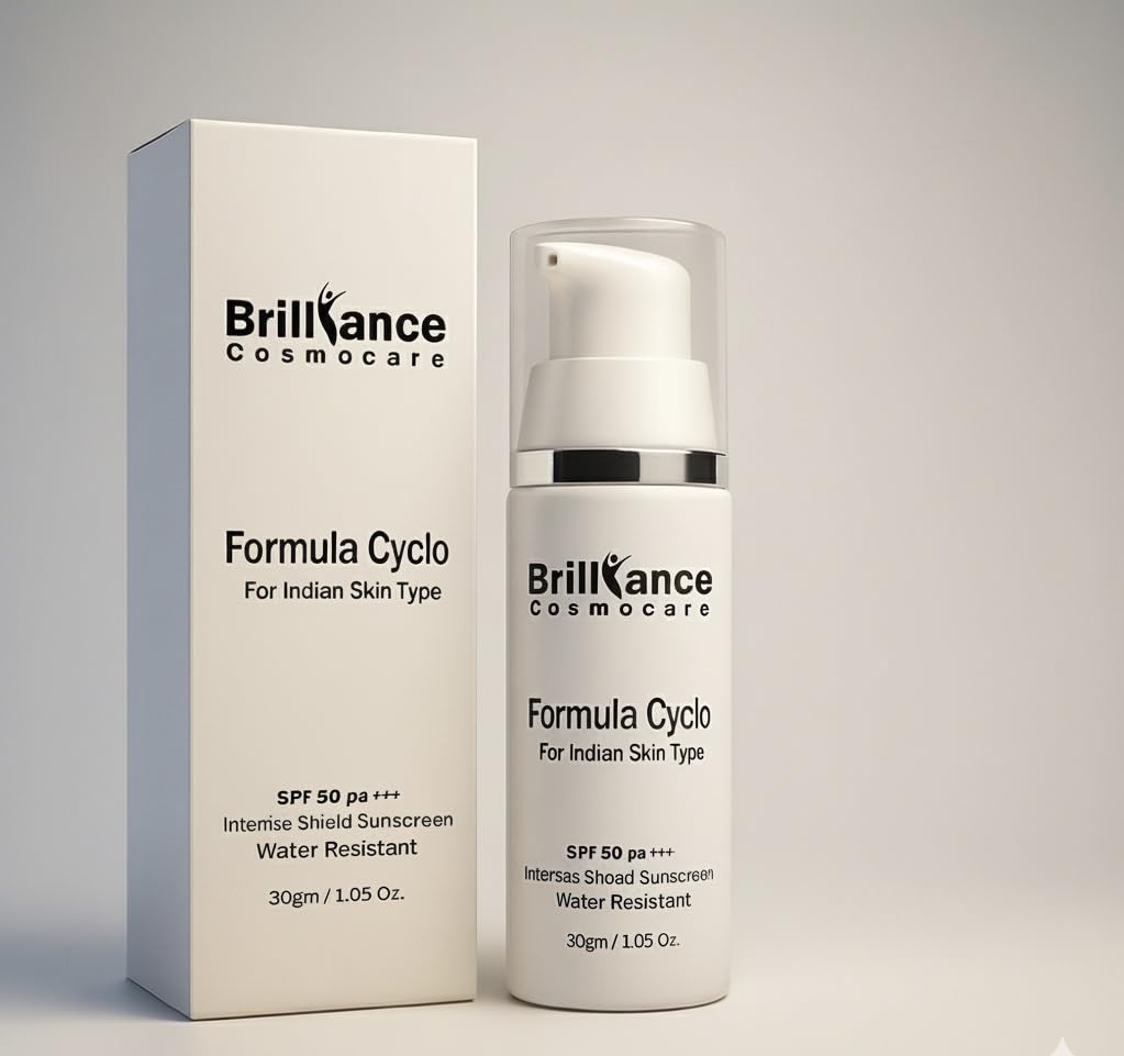 Brilliance Premium SPF 50+++ mineral Sunscreen for All skin type | Zinc Oxide 35% +Vitamin C + Niacinamide + Hyaluronic Acid | Broad Spectrum UVA/UVB Protection | Lightweight, Non-Greasy, waterproof – 30g