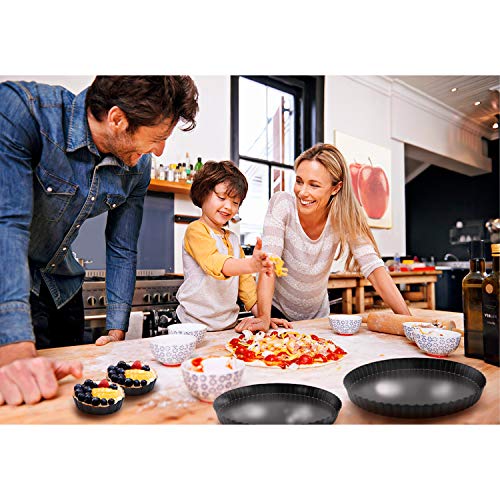 10 Inch,9.5 Inch And 4 Inch 4 Pack Round Tart Pan With Removable Bottom Quiche Pan Non-Stick Baking Dish Pan Carbon Steel Pie Tart For Kitchen Cooking Baking #TOP6