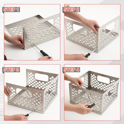 Pasimy Charcoal Basket, Stainless Steel Charcoal Fire Basket for Offset Smoker, 12 x 12 x 7.5'' Grill Accessories for Smoker BBQ Grill Accessories by Pasimy - Image 4