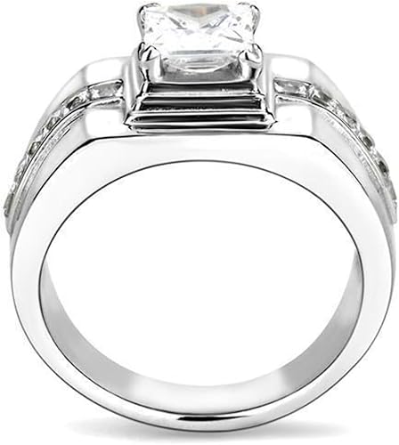 Miniatura 3 de Anillo Color Plata Para Hombres y Ninos de Acero Inoxidable Corte Princesa 9