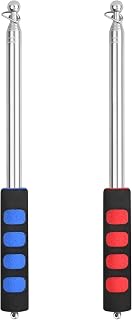 2 Pcs Telescopic Flagpole, 2m Portable Telescopic Pole Stainless Steel Extendable Handheld Flagpole, Flag Poles Telescopic Stick for Tourist Guide Camping Travel Teaching Pointer (Blue+ Red)