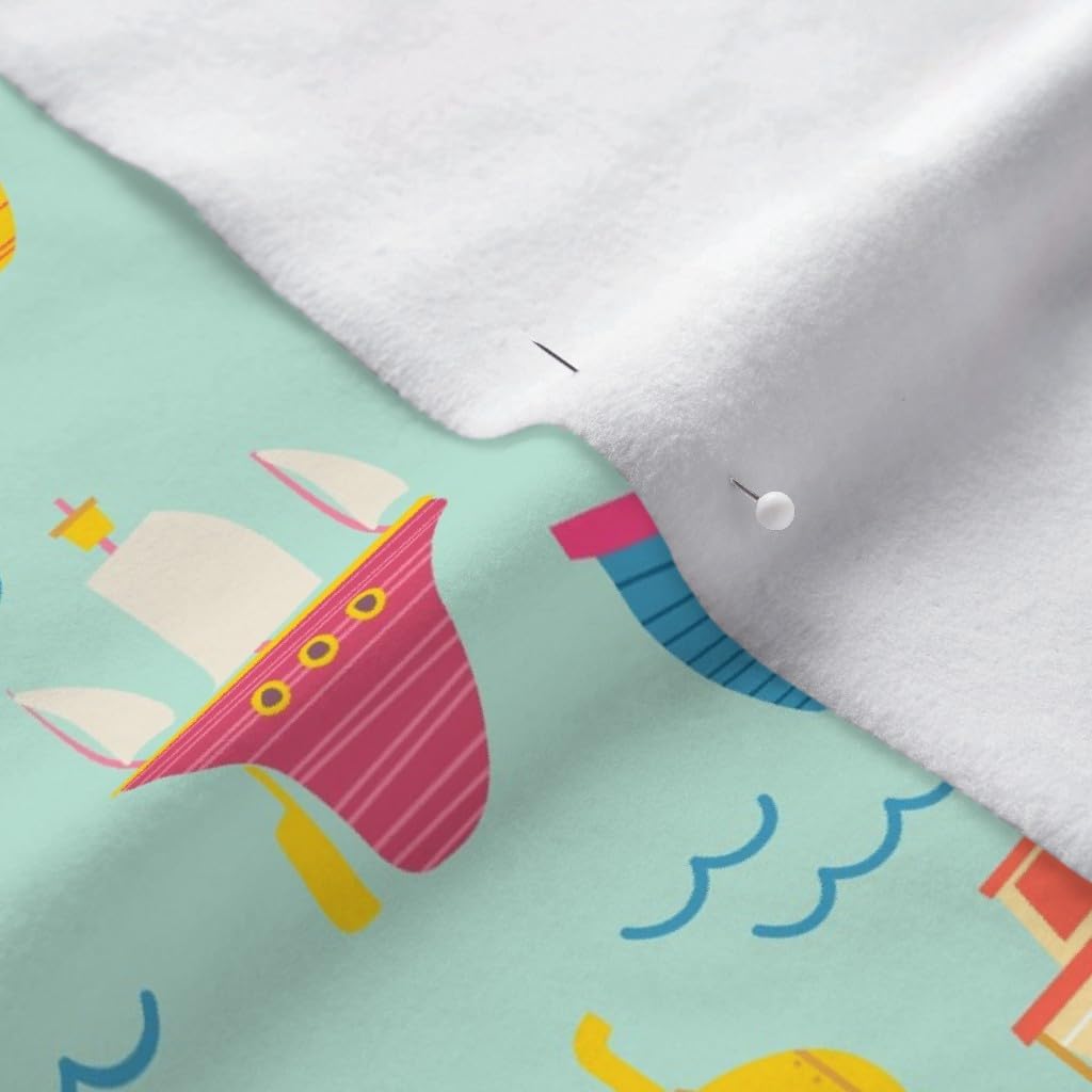 Spoonflower Fabric - Boaty Boat Boats Nursery Sea Nautical Printed on Polartec(R) Fleece Fabric by The Yard - Sewing Blankets Loungewear and No-Sew Projects