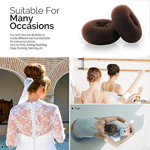 Hair Donut Bun Maker, Ring Style Bun, 2Pcs Chignon Hair Large Doughnut Shaper For Thick And Long Hair (Large, 3.5 Inch/Brown) #TOP3