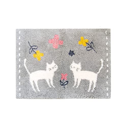 オカ(OKA) 乾度良好(かんどりょうこう)バスマット ミネット 約40cm×55cm グレー(吸水 速乾 足拭きマット 抗菌 防臭 滑り止め加工)