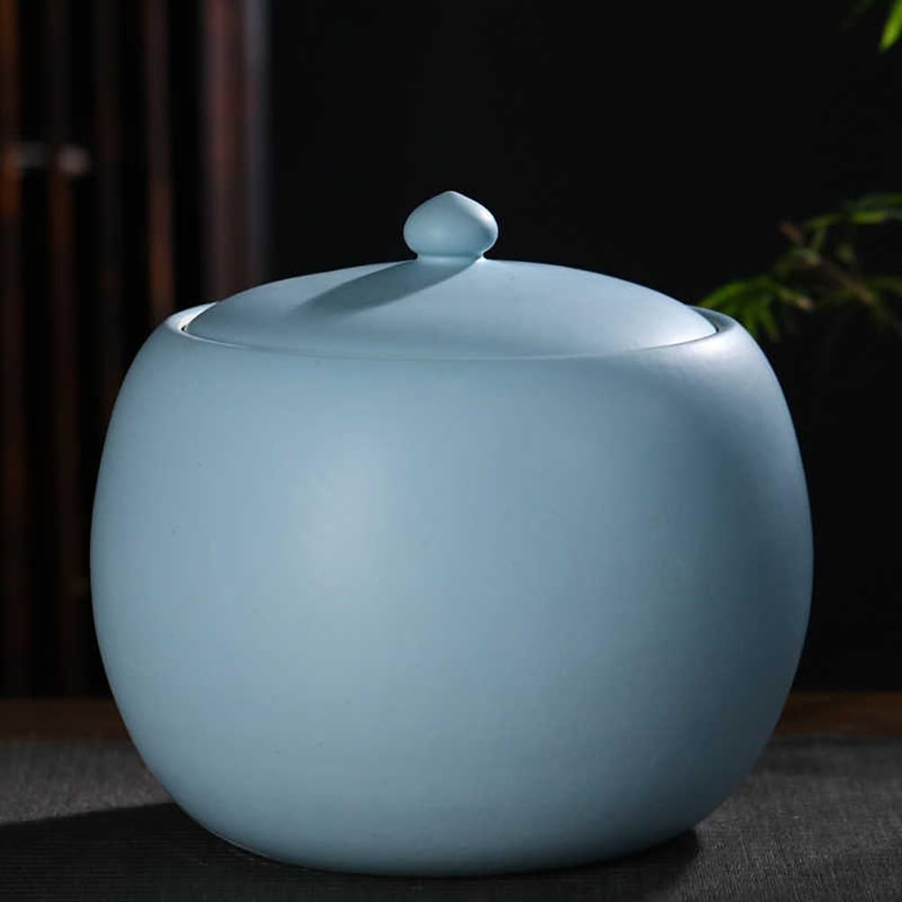 SXYHCK Ceramic Grain Dispenser Household Large Rice Storage Bucket Ceramics Rice Jar With Lid, Food Storage Canister For Cereal Flour Sugar Coffee Tea(Blue,11lbs/5kg)