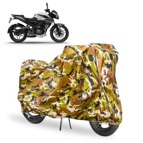 Image of Waterproof Bike Cover Compatible with Bajaj Pulsar NS 200 All Weather, UV Heat Resistant, Dustproof, Triple Stitched, Windproof Elastic Bottom
