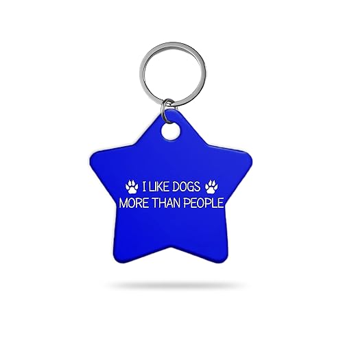 MACOS Engraved Personalised Star Pet Tag for Dogs and Cats [Blue]