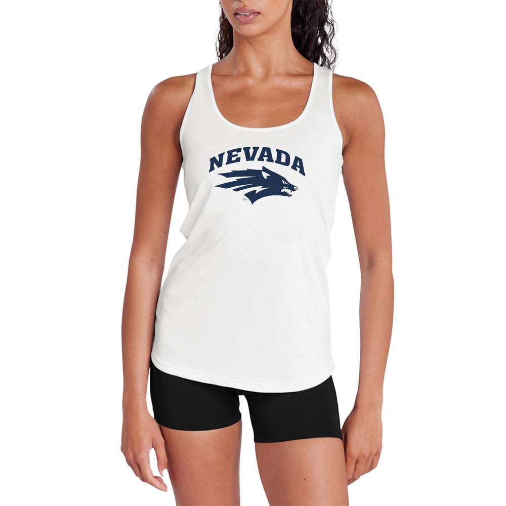 Campus Lab University of Nevada Adult Women's Sport Tank Top Primary Collegiate Logo, White, Medium