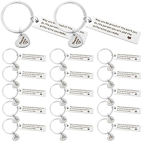 Grevosea 20 Pieces Thank You Gift May You Be Proud Of The Work You Do Keychain Appreciation Gifts Employee Appreciation Gifts for Teacher Counselor Doctor Nurse Social Worker (Silver) Cover