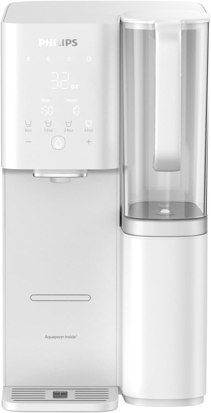 PHILIPS Reverse Osmosis Water Filter Countertop ADD6926WH/37(Ambient), 6-Stage Mineralization Filtration System with Aquaporin Tech, Large Capacity for Family, 6L Tank &1.8L Jug