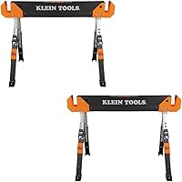 Klein Tools 80178 Folding Saw Horses 2-Pack: Adjustable 26-32" Height, 3000lb Capacity, Heavy-Duty Jobsite Table