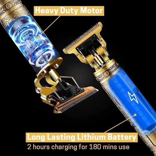 Image of GLAKER Hair Clippers for Men - Cordless 3 in 1 Versatile Hair Trimmer with Extra Long Guards, Detachable Blade & Storage Bag, Complete Mens Grooming Kits, Ideal Gifts for Men (GOLD DREGUN METAL)