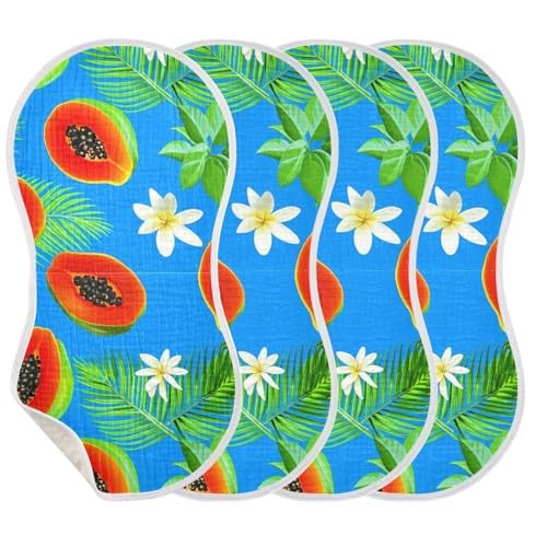 Papaya Frangipani Leaves Baby Burp Cloths Cotton Washcloths Soft Absorbent Burping Rags for Baby Boys Girl Muslin Burp Cloths 1 Pack3