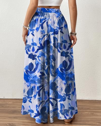 Image of Bsubseach Women Wide Leg Pants Floral Flowy Palazzo Pants