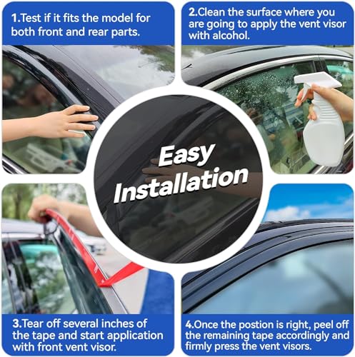 Image of Window Visors Rain Guards for 2018-2023 Honda Accord, Out-Channel Window Vent Wind Deflectors Visors Shades for 18-23 Accord 19 20 21 22