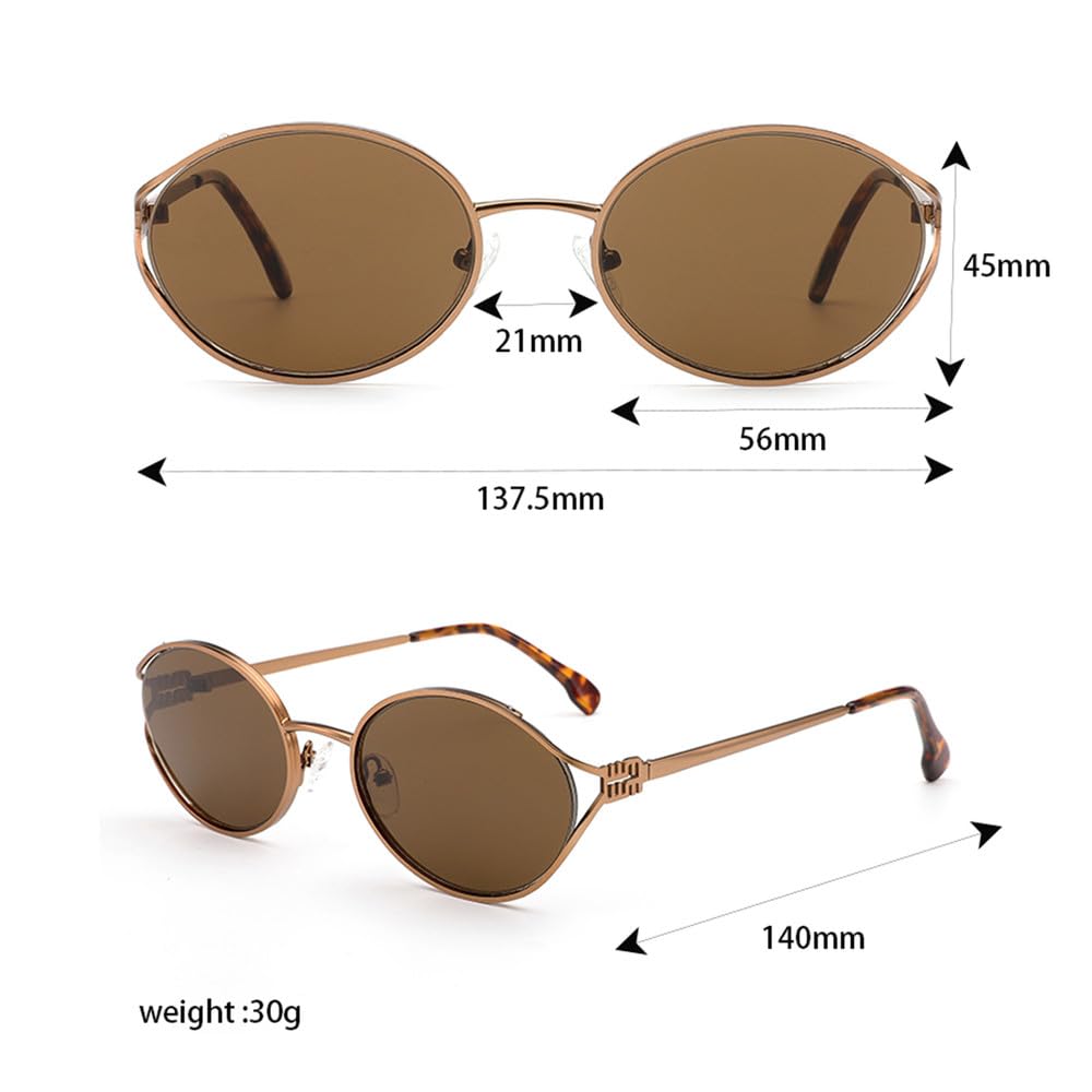 Occhiali da Sole ovali con Montatura in Metallo retrò per Donna Uomo Guida tonalità Maschili Lenti Piccoli Occhiali da Sole UV400