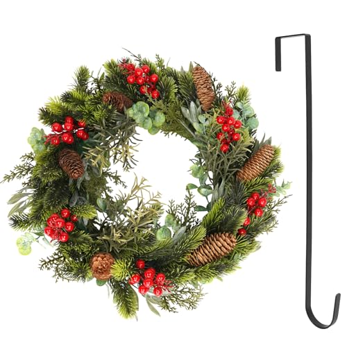 HOTOOLME Künstlicher Weihnachtskranz 45cm mit Metallhaken...