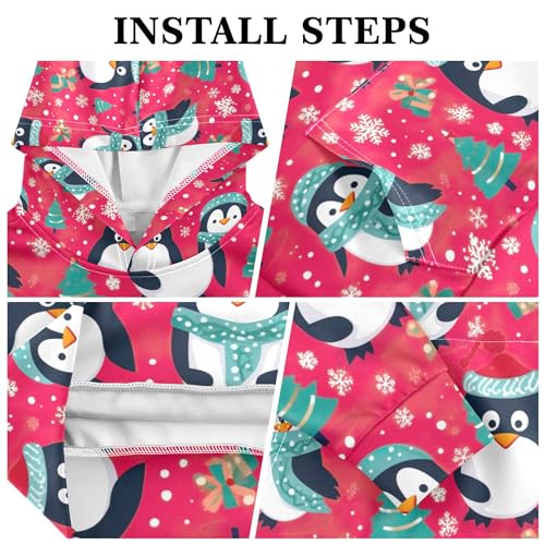 Kids Hoodies Sweaters Christmas Xmas Penguin Hooded Sweatshirts with Big Pockets for Boys Girls B04004263