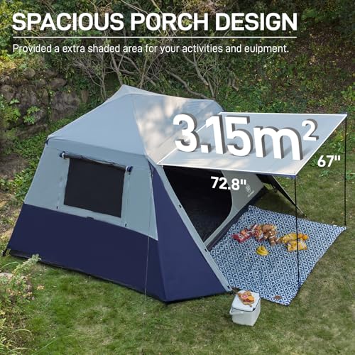 Image of EVER ADVANCED Blackout 6 Person Camping Tent, Instant Cabin Tent for Family with Vestibule and Large Mesh Windows, 60s Easy Setup, Double Layer, Water-Resistant