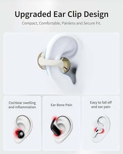 Miniatura 4 de Auriculares de oreja abierta, auriculares con clip, auriculares Bluetooth inalámbricos cómodos de anillo abierto, conexión dual, tiempo de