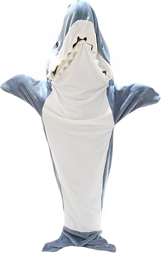Miniatura 4 de Manta con capucha de tiburón - Manta de tiburón para adultos y niños, saco de dormir con capucha de tiburón, sudadera con capucha de franela súper