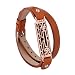 GHIJKL Compatible Fitbit Flex 2 Bands, Metal and Genuine Leather Wristband Replacement for Fitbit Flex 2, Flex2 Strap Style (Rose Gold Color Metal/Brown Leather)