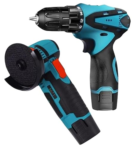 Mini Flex Smerigliatrice Angolare a Batteria 12 V + Avvitatore Trapano Portatile Senza Filo Doppia Batteria Mandrino 10 mm con 2 Batterie Valigetta