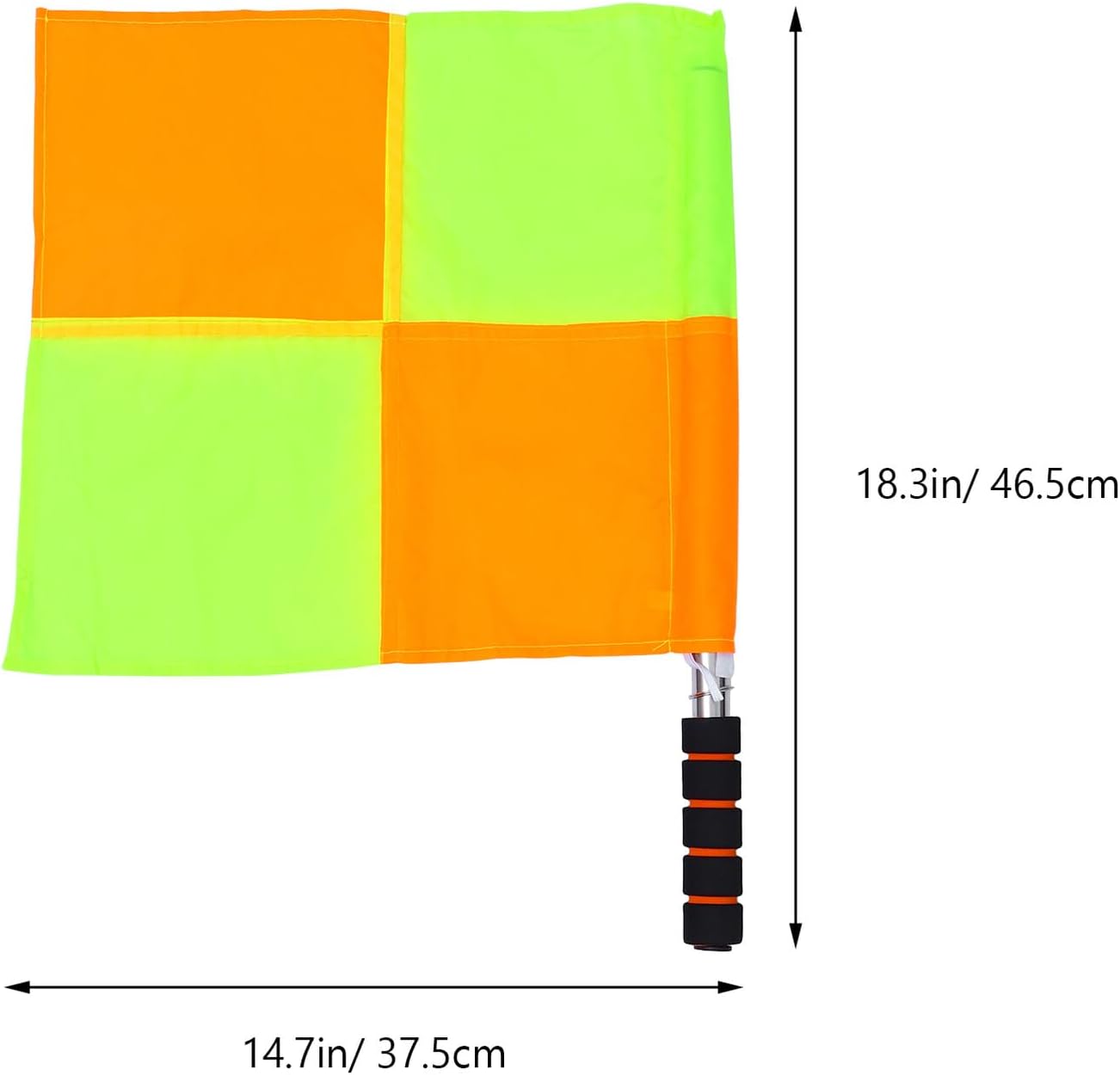 Soccer Referee Flag Hand-cranked Linesman Flag with Checkered Pattern for Football Game Practice and Competition Use