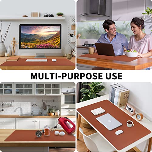 Image of Bloss Brown Leather Desk Pad Protector, Office Desk Mat, Large Mouse Pad, Non-Slip PU Leather Desk Blotter, Laptop Desk Pad, Waterproof Desk Writing Pad for Office and Home (,35.4 inch x 17 inch)