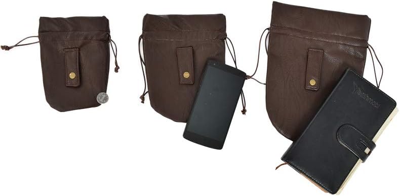 Coskidz Haikyuu Medieval PU Leather Pouch Leather Drawstring Pouch Coin Purse Storage Renaissance Dice Bag (L, Brown) - Image 8