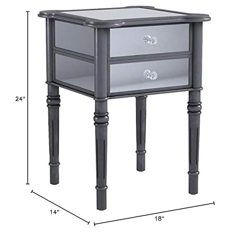 Convenience Concepts Gold Coast Mayfair End Table, Antique Silver / Mirror #TOP6