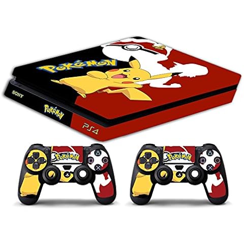 Skin Compatibility for PS4 Slim - Limited Edition Decal Protective Cases for BunDLE (Poke Mon) Cover