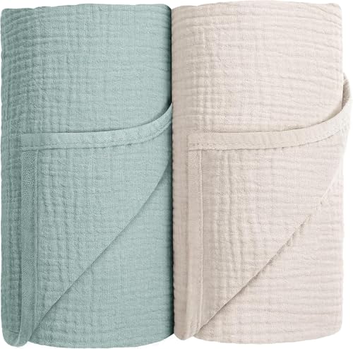 Susurration Muselina 100% Algodón Mantas Grandes para Bebés,Mantas de Recepción Transpirables Súper Suaves para Bebés Unisex Niños y Niñas100x100cm (Verde Claro)