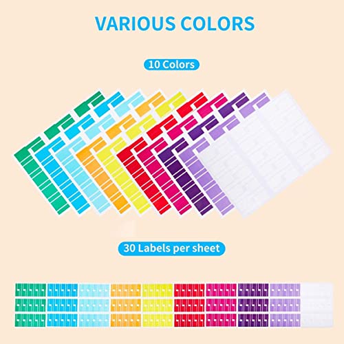 Hybsk 300 Pcs Cable Labels Waterproof Wire Tags Write On Stickers Tear Resistant Flexible Works Cord Identification Labels A4 Sheet For Laser Printer 10 Sheet (10 Colors) #TOP1
