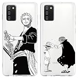 2 Pièces Coque pour Samsung Galaxy A03 (4G) 6.5'', Anime One Piece Luffy Zoro Manga Design Design Motif Housse Étui de Transparente Cover Doux Antichoc TPU Bumper pour Samsung A03 (4G)