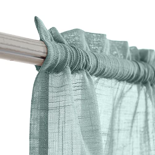 Jinchan Sheer Valance Curtain Linen Textured Valance For Kitchen Living Room Bedroom Voile Window Treatment Light Filtering Farmhouse Country Valance Rod Pocket 1 Panel 16 Inch Length Blue Haze #TOP2