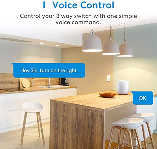 3 Way Smart Switch, Meross Smart Light Switch Supports Apple Homekit, Siri, Alexa, Google Assistant & Smartthings, 2.4Ghz Wifi Light Switch Neutral Wire Required, Remote Control Timer 2 Pack #TOP4