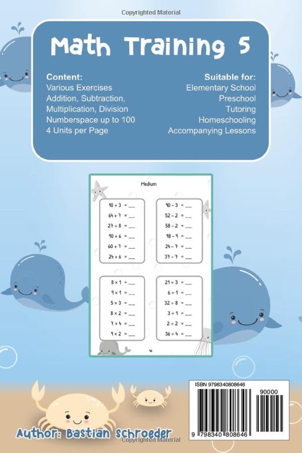 Mental Arithmetic for Kids - Math Training 5 Pocket Edition: Mental Math for Kids, Math Drills, 2nd Grade, Third Grade, Small Numbers, Exercise Book (Math Training Pocket Edition) - Image 2