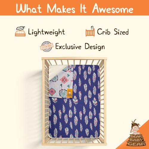 Image of Dear Baby Gear - Premium Car Seat Baby Blanket - Soft Swaddle Blanket for Baby Girls and Boys, Plush Blankets - Adorable Designs, Comfortable Fabric - Feathers & Dream Catchers(40 x 30 inches)